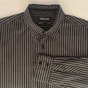 Ecko Unltd Black and‎ Grey Stripe Men's Long Sleeve Shirt Size XL